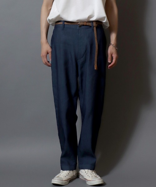 ANPAS（アンパス）の「【Toucan Surfing】 Mesh Denim Ankle Trousers /【トゥーカンサーフィン】メッシュデニム アンクルトラウザーパンツ (ベルト付き) サマーデニム テーパードイージーパンツ デニムパンツ ボトムス メンズ（デニムパンツ・メンズ・ネイビー/ブルー・L/M/S/LL）」の14枚目の写真