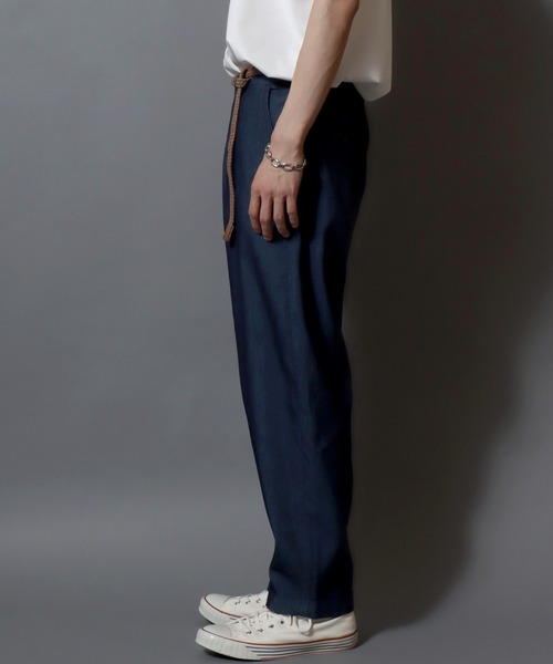 ANPAS（アンパス）の「【Toucan Surfing】 Mesh Denim Ankle Trousers /【トゥーカンサーフィン】メッシュデニム アンクルトラウザーパンツ (ベルト付き) サマーデニム テーパードイージーパンツ デニムパンツ ボトムス メンズ（デニムパンツ・メンズ・ネイビー/ブルー・L/M/S/LL）」の15枚目の写真