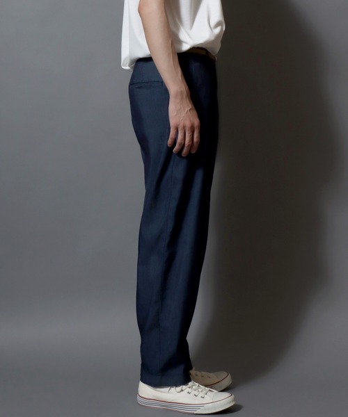 ANPAS（アンパス）の「【Toucan Surfing】 Mesh Denim Ankle Trousers /【トゥーカンサーフィン】メッシュデニム アンクルトラウザーパンツ (ベルト付き) サマーデニム テーパードイージーパンツ デニムパンツ ボトムス メンズ（デニムパンツ・メンズ・ネイビー/ブルー・L/M/S/LL）」の3枚目の写真