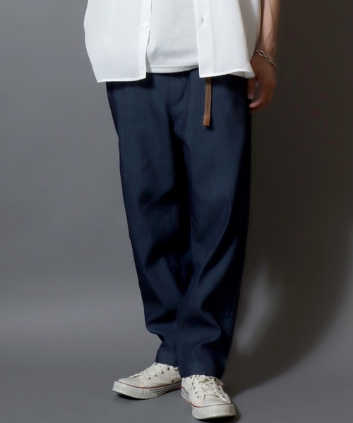 ANPAS（アンパス）の「【Toucan Surfing】 Mesh Denim Ankle Trousers /【トゥーカンサーフィン】メッシュデニム アンクルトラウザーパンツ (ベルト付き) サマーデニム テーパードイージーパンツ デニムパンツ ボトムス メンズ（デニムパンツ・メンズ・ネイビー/ブルー・L/M/S/LL）」の5枚目の写真