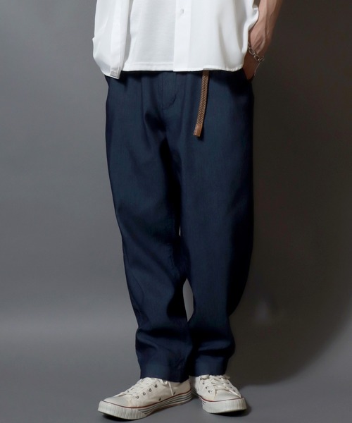 ANPAS（アンパス）の「【Toucan Surfing】 Mesh Denim Ankle Trousers /【トゥーカンサーフィン】メッシュデニム アンクルトラウザーパンツ (ベルト付き) サマーデニム テーパードイージーパンツ デニムパンツ ボトムス メンズ（デニムパンツ・メンズ・ネイビー/ブルー・L/M/S/LL）」の7枚目の写真