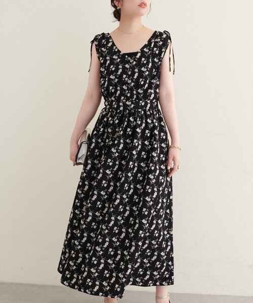 natural couture(ナチュラルクチュール)の「ドロストデザインVネックワンピース(ワンピース・レディース・ブラック/ブラウン/ピンク・FREE)」の4枚目の写真