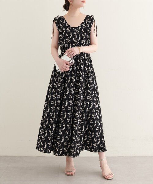 natural couture(ナチュラルクチュール)の「ドロストデザインVネックワンピース(ワンピース・レディース・ブラック/ブラウン/ピンク・FREE)」の5枚目の写真