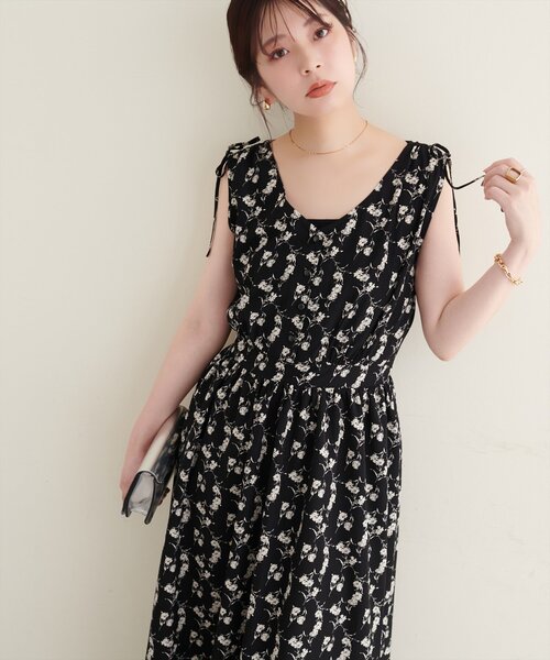 natural couture(ナチュラルクチュール)の「ドロストデザインVネックワンピース(ワンピース・レディース・ブラック/ブラウン/ピンク・FREE)」の6枚目の写真