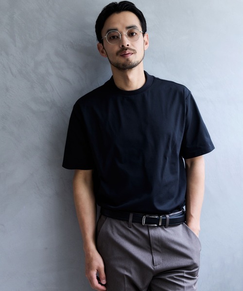 JUN STANDARD PICKS(ジュンスタンダードピックス)の「バックメッシュハイネックTシャツ(Tシャツ/カットソー・メンズ・ネイビー/グレー/ブラック/ホワイト・L/LL/M/S)」の1枚目の写真
