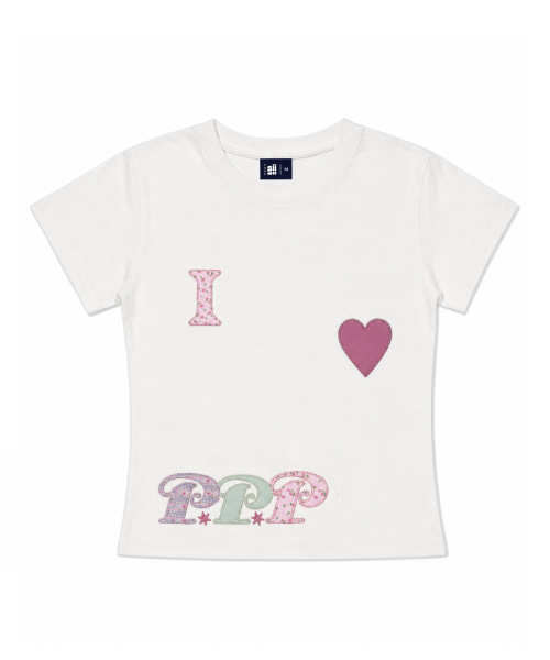 PAGESIISII(ページシシ)の「I LOVE PPP アプリケディテールスリムフィット半袖Tシャツ ブラック(Tシャツ/カットソー・レディース・その他・MEDIUM)」の2枚目の写真