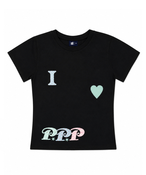 PAGESIISII(ページシシ)の「I LOVE PPP アプリケディテールスリムフィット半袖Tシャツ ブラック(Tシャツ/カットソー・レディース・その他・MEDIUM)」の3枚目の写真