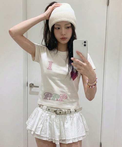 PAGESIISII(ページシシ)の「I LOVE PPP アプリケディテールスリムフィット半袖Tシャツ ブラック(Tシャツ/カットソー・レディース・その他・MEDIUM)」の5枚目の写真