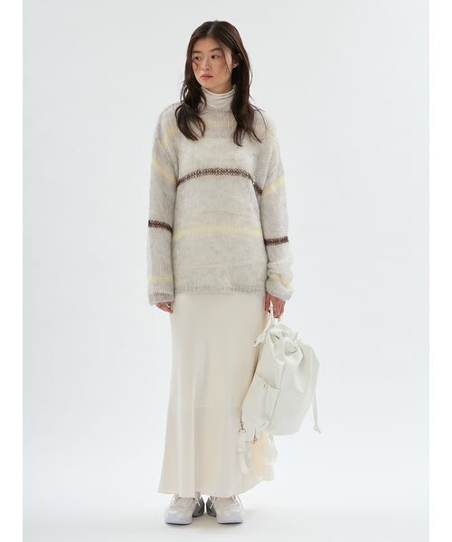 emmi(エミ)の「emmiロゴゴムジャガードサテンナロースカート(スカート・レディース・アイボリー/ブラック・0/1)」の18枚目の写真