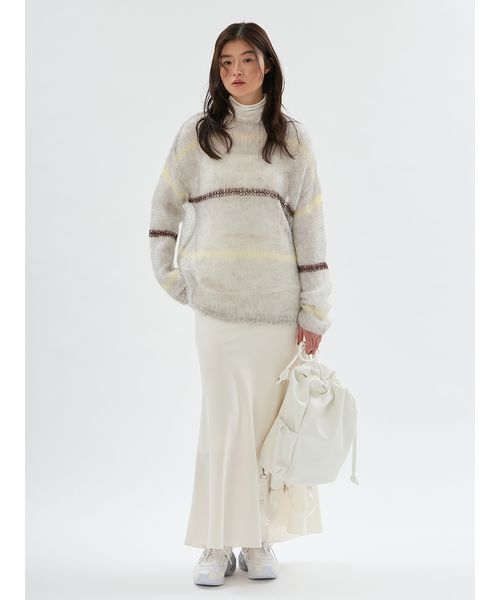emmi(エミ)の「emmiロゴゴムジャガードサテンナロースカート(スカート・レディース・アイボリー/ブラック・0/1)」の19枚目の写真