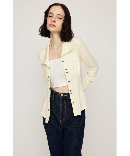 SLY(スライ)の「OPEN COLLAR TUCKED SH オープンカラータックドシャツ 秋服 冬服(シャツ/ブラウス・レディース・ブラック/オフホワイト/杢グレー/バーガンディー・FREE)」の10枚目の写真