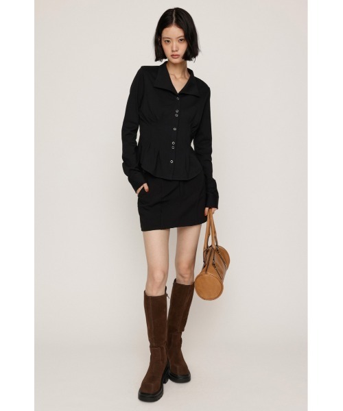 SLY(スライ)の「OPEN COLLAR TUCKED SH オープンカラータックドシャツ 秋服 冬服(シャツ/ブラウス・レディース・ブラック/オフホワイト/杢グレー/バーガンディー・FREE)」の18枚目の写真