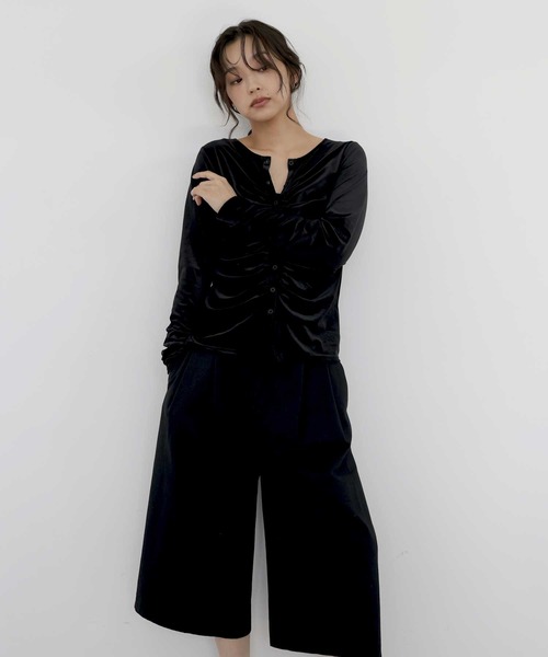  hellam（へラム）の「ベロアフロントギャザートップス（Tシャツ/カットソー・レディース・ブラウン/イエロー/ブラック・FREE）」の21枚目の写真