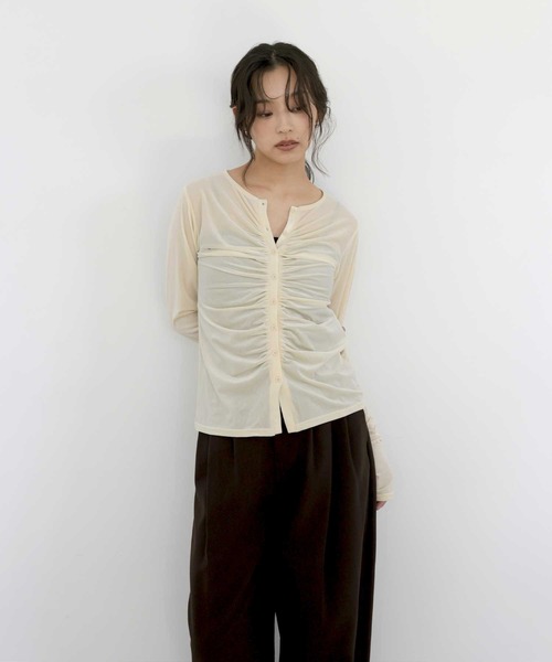  hellam（へラム）の「ベロアフロントギャザートップス（Tシャツ/カットソー・レディース・ブラウン/イエロー/ブラック・FREE）」の12枚目の写真