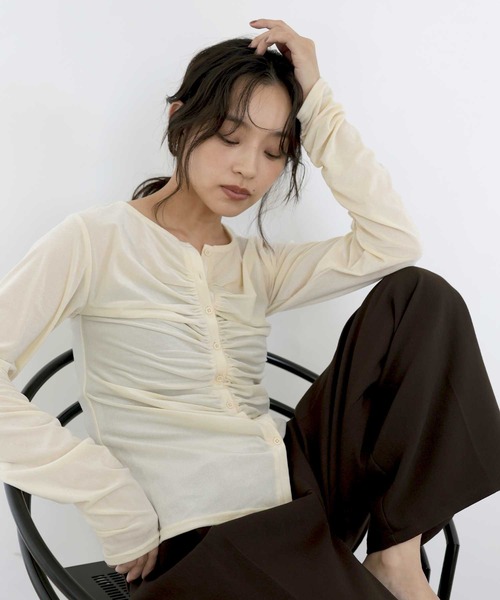  hellam（へラム）の「ベロアフロントギャザートップス（Tシャツ/カットソー・レディース・ブラウン/イエロー/ブラック・FREE）」の13枚目の写真