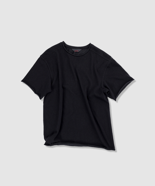 ANYTIME LOREAK(エニタイムロレーク)の「YUCCA RAW-EDGE HALF KNIT - BLACK(Tシャツ/カットソー・メンズ・ブラック・LARGE/MEDIUM)」の2枚目の写真