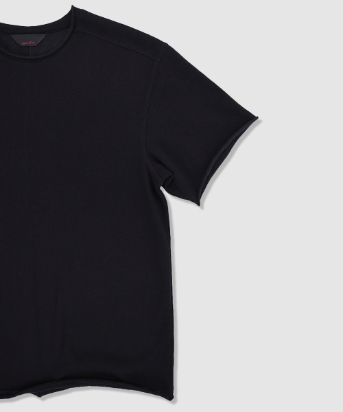 ANYTIME LOREAK(エニタイムロレーク)の「YUCCA RAW-EDGE HALF KNIT - BLACK(Tシャツ/カットソー・メンズ・ブラック・LARGE/MEDIUM)」の4枚目の写真