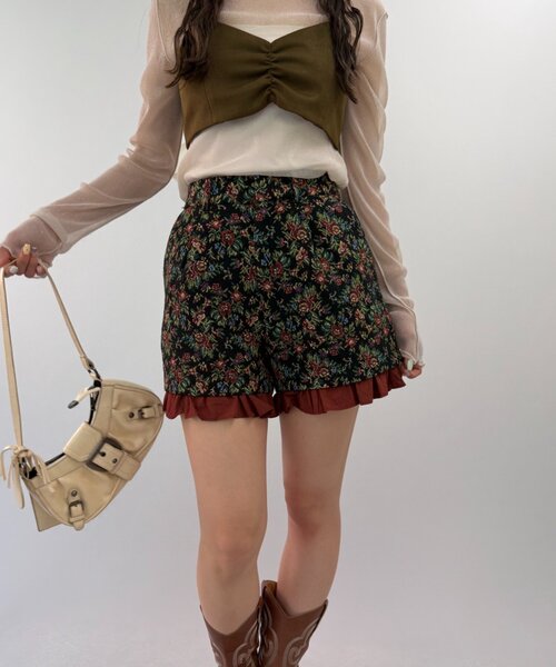 w closet(ダブルクローゼット)の「ゴブランショートパンツ(その他パンツ・レディース・ベージュ/ブラック・FREE)」の3枚目の写真