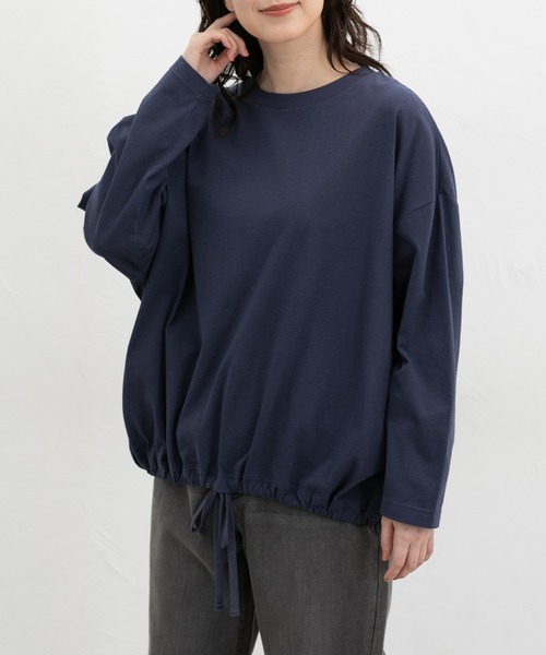 Honeys(ハニーズ)の「裾ドロストゆるTシャツ(Tシャツ/カットソー・レディース・ブラック/グレイッシュベージュ/ダークブルー/キャメル/ブラウン・F)」の10枚目の写真