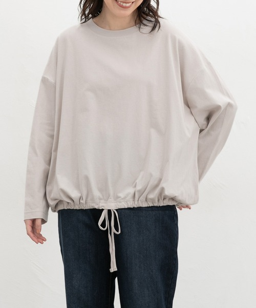 Honeys(ハニーズ)の「裾ドロストゆるTシャツ(Tシャツ/カットソー・レディース・ブラック/グレイッシュベージュ/ダークブルー/キャメル/ブラウン・F)」の22枚目の写真