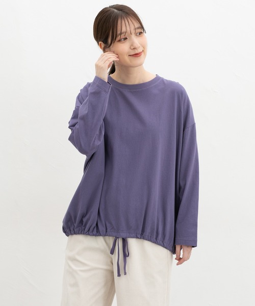 Honeys(ハニーズ)の「裾ドロストゆるTシャツ(Tシャツ/カットソー・レディース・ブラック/グレイッシュベージュ/ダークブルー/キャメル/ブラウン・F)」の12枚目の写真