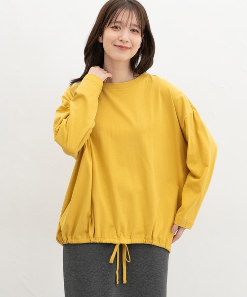 Honeys(ハニーズ)の「裾ドロストゆるTシャツ(Tシャツ/カットソー・レディース・ブラック/グレイッシュベージュ/ダークブルー/キャメル/ブラウン・F)」の19枚目の写真