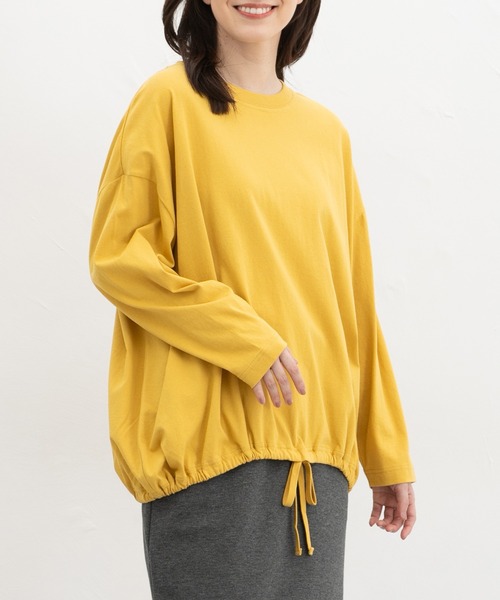 Honeys(ハニーズ)の「裾ドロストゆるTシャツ(Tシャツ/カットソー・レディース・ブラック/グレイッシュベージュ/ダークブルー/キャメル/ブラウン・F)」の20枚目の写真