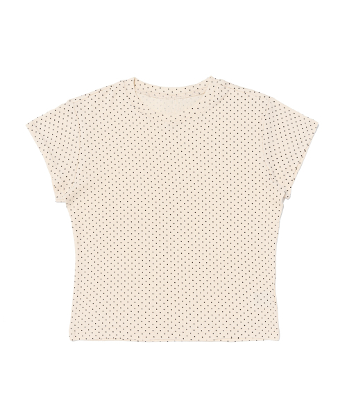 BLANKIT(ブランキット)の「ドットパターンウルトラショートスリーブTシャツ(アイボリー)(Tシャツ/カットソー・レディース・その他・SMALL/MEDIUM)」の1枚目の写真