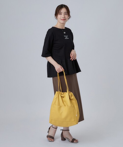 SHOO・LA・RUE(シューラルー)の「つまみハンドル巾着トートバッグ(トートバッグ・レディース・ブラック/イエロー/ナチュラル・00)」の7枚目の写真