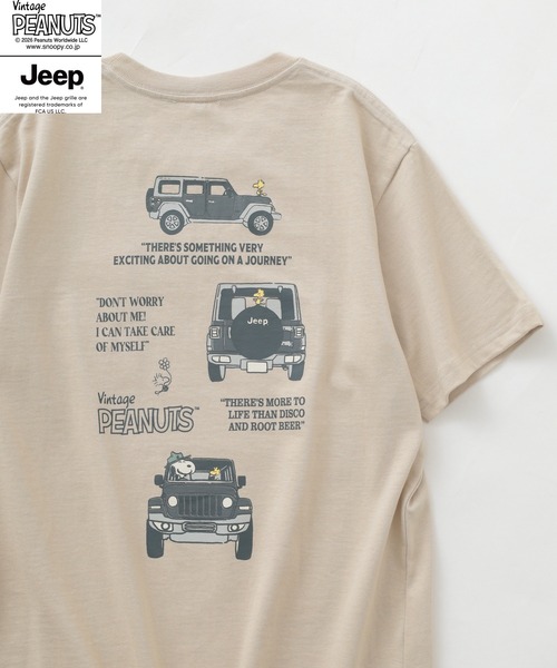 PEANUTS(ピーナッツ)の「PEANUTS×JEEP ポケット付きTシャツ 半袖(Tシャツ/カットソー・メンズ・オフホワイト/ネイビー/グレイッシュベージュ・S/M/L/LL)」の2枚目の写真