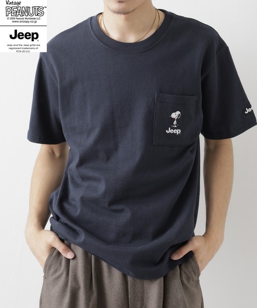 PEANUTS(ピーナッツ)の「PEANUTS×JEEP ポケット付きTシャツ 半袖(Tシャツ/カットソー・メンズ・オフホワイト/ネイビー/グレイッシュベージュ・S/M/L/LL)」の21枚目の写真