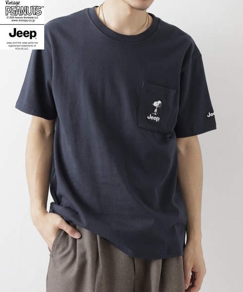 PEANUTS(ピーナッツ)の「PEANUTS×JEEP ポケット付きTシャツ 半袖(Tシャツ/カットソー・メンズ・オフホワイト/ネイビー/グレイッシュベージュ・S/M/L/LL)」の22枚目の写真