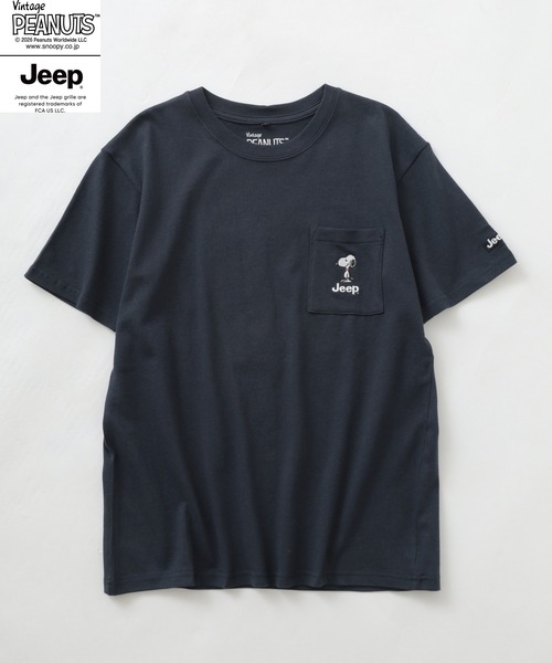 PEANUTS(ピーナッツ)の「PEANUTS×JEEP ポケット付きTシャツ 半袖(Tシャツ/カットソー・メンズ・オフホワイト/ネイビー/グレイッシュベージュ・S/M/L/LL)」の6枚目の写真