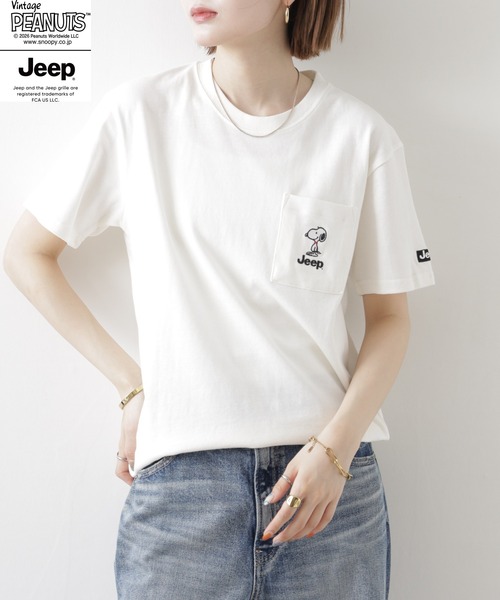 PEANUTS(ピーナッツ)の「PEANUTS×JEEP ポケット付きTシャツ 半袖(Tシャツ/カットソー・メンズ・オフホワイト/ネイビー/グレイッシュベージュ・S/M/L/LL)」の15枚目の写真