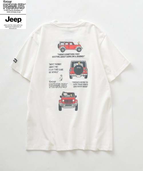 PEANUTS(ピーナッツ)の「PEANUTS×JEEP ポケット付きTシャツ 半袖(Tシャツ/カットソー・メンズ・オフホワイト/ネイビー/グレイッシュベージュ・S/M/L/LL)」の5枚目の写真