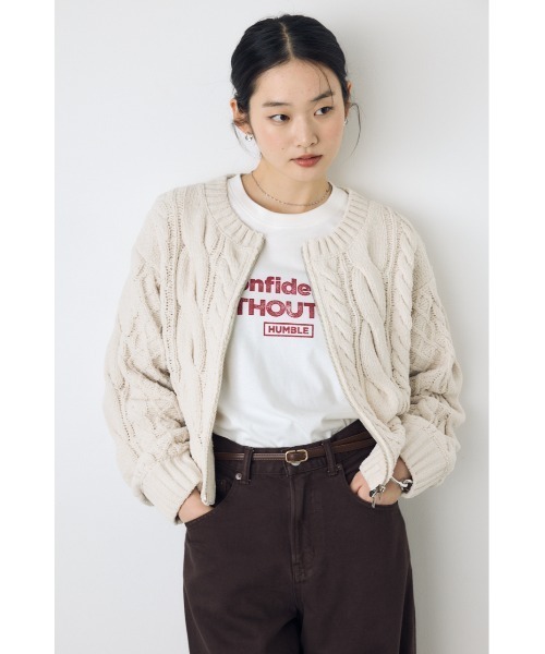 AZUL by moussy(アズールバイマウジー)の「大人気定番!【ぬくもち】ダブルジップシェニールニットカーディガン 秋服 冬服 長袖 ケーブルニット ニットトップス フルジップカーデ(カーディガン/ボレロ・レディース・ブラック/レッド/チャコールグレー/アイボリー・FREE)」の15枚目の写真