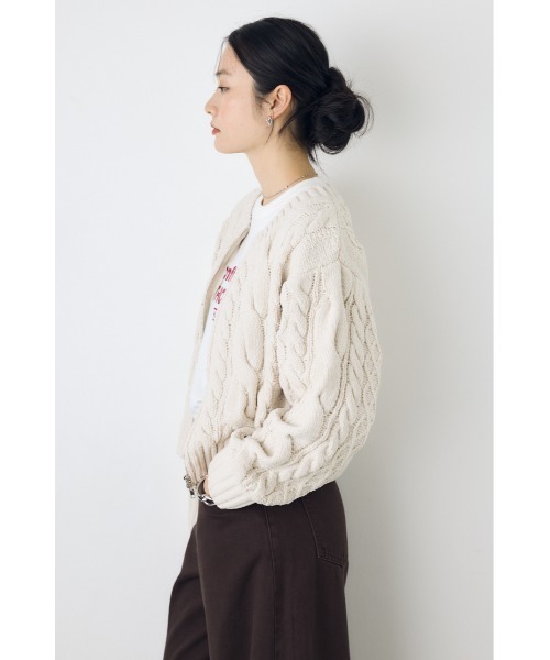 AZUL by moussy(アズールバイマウジー)の「大人気定番!【ぬくもち】ダブルジップシェニールニットカーディガン 秋服 冬服 長袖 ケーブルニット ニットトップス フルジップカーデ(カーディガン/ボレロ・レディース・ブラック/レッド/チャコールグレー/アイボリー・FREE)」の18枚目の写真