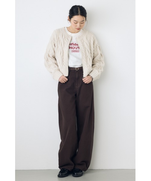 AZUL by moussy(アズールバイマウジー)の「大人気定番!【ぬくもち】ダブルジップシェニールニットカーディガン 秋服 冬服 長袖 ケーブルニット ニットトップス フルジップカーデ(カーディガン/ボレロ・レディース・ブラック/レッド/チャコールグレー/アイボリー・FREE)」の20枚目の写真