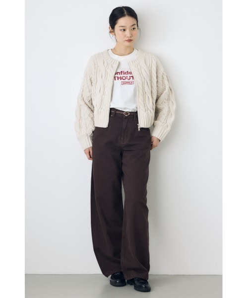 AZUL by moussy(アズールバイマウジー)の「大人気定番!【ぬくもち】ダブルジップシェニールニットカーディガン 秋服 冬服 長袖 ケーブルニット ニットトップス フルジップカーデ(カーディガン/ボレロ・レディース・ブラック/レッド/チャコールグレー/アイボリー・FREE)」の21枚目の写真