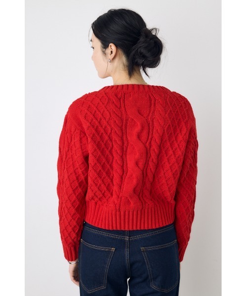 AZUL by moussy(アズールバイマウジー)の「大人気定番!【ぬくもち】ダブルジップシェニールニットカーディガン 秋服 冬服 長袖 ケーブルニット ニットトップス フルジップカーデ(カーディガン/ボレロ・レディース・ブラック/レッド/チャコールグレー/アイボリー・FREE)」の8枚目の写真