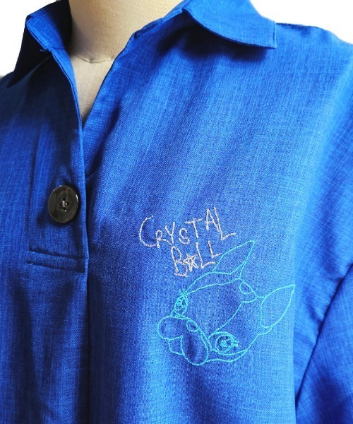 CRYSTAL BALL(クリスタルボール)の「エンブロイダリーシャツワンピース(Tシャツ/カットソー・レディース・ブルー・FREE)」の2枚目の写真