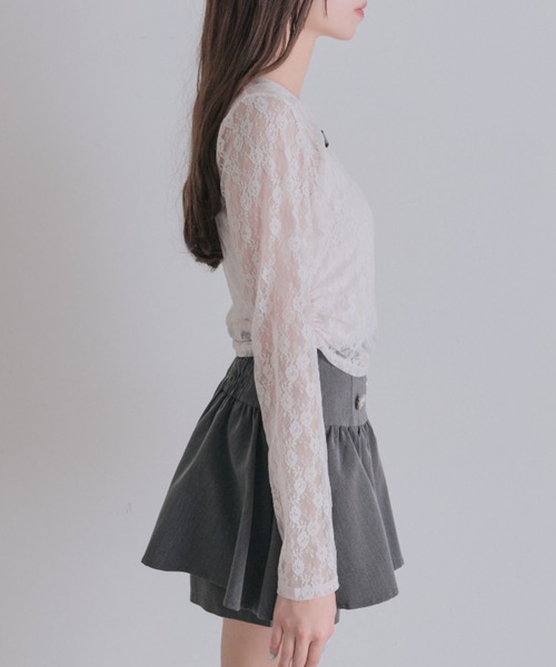 OLIVE des OLIVE（オリーブデオリーブ）の「Laceトップス（Tシャツ/カットソー・レディース・オフホワイト/ブラック/ピンク・FREE）」の10枚目の写真