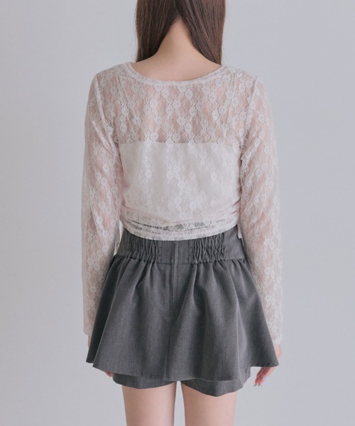 OLIVE des OLIVE（オリーブデオリーブ）の「Laceトップス（Tシャツ/カットソー・レディース・オフホワイト/ブラック/ピンク・FREE）」の11枚目の写真