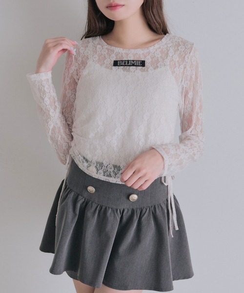 OLIVE des OLIVE（オリーブデオリーブ）の「Laceトップス（Tシャツ/カットソー・レディース・オフホワイト/ブラック/ピンク・FREE）」の20枚目の写真