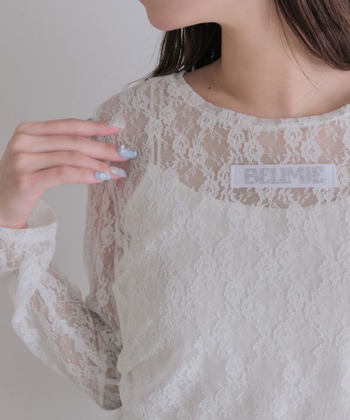 OLIVE des OLIVE（オリーブデオリーブ）の「Laceトップス（Tシャツ/カットソー・レディース・オフホワイト/ブラック/ピンク・FREE）」の22枚目の写真