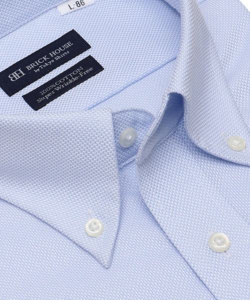 TOKYO SHIRTS(トウキョウシャツ)の「【超形態安定】 形態安定ノンアイロン ボタンダウン 長袖ビジネスワイシャツ(ビジネスシャツ・メンズ・サックスブルー・首回り43cm-裄丈82cm/首回り43cm-裄丈86cm/首回り37cm-裄丈80cm/首回り37cm-裄丈84cm/首回り42cm-裄丈86cm/首回り42cm-裄丈82cm/首回り41cm-裄丈82cm/首回り41cm-裄丈86cm/首回り39cm-裄丈84cm/首回り39cm-裄丈80cm)」の2枚目の写真