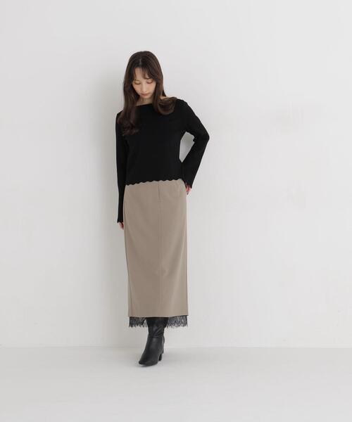 NATURAL BEAUTY BASIC（ナチュラルビューティーベーシック）の「襟スカラップニット（ニット/セーター・レディース・ブラック/オリーブ/オフホワイト・FREE）」の4枚目の写真
