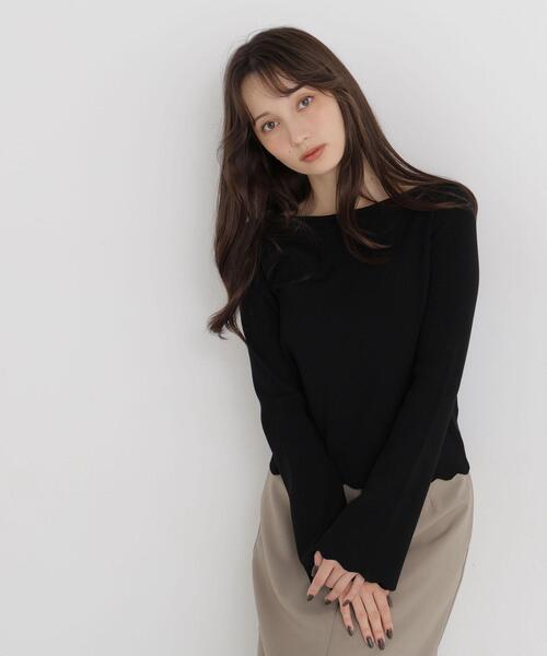 NATURAL BEAUTY BASIC（ナチュラルビューティーベーシック）の「襟スカラップニット（ニット/セーター・レディース・ブラック/オリーブ/オフホワイト・FREE）」の5枚目の写真