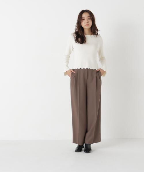 NATURAL BEAUTY BASIC（ナチュラルビューティーベーシック）の「襟スカラップニット（ニット/セーター・レディース・ブラック/オリーブ/オフホワイト・FREE）」の7枚目の写真
