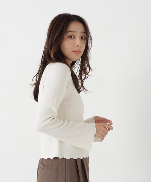 NATURAL BEAUTY BASIC（ナチュラルビューティーベーシック）の「襟スカラップニット（ニット/セーター・レディース・ブラック/オリーブ/オフホワイト・FREE）」の12枚目の写真